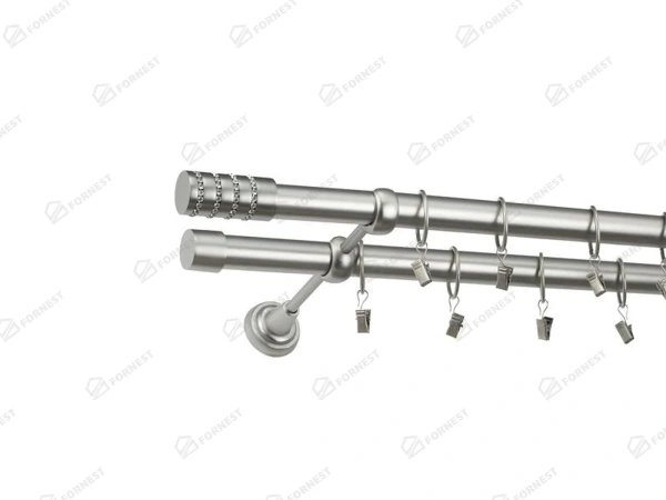 Garniža 25x25mm - 2rady - CYLINDER CRYSTAL - satin
