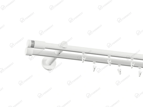 Garniža 19x19mm drážková tyč - 2rady - CYLINDER CRYSTAL - biela 2