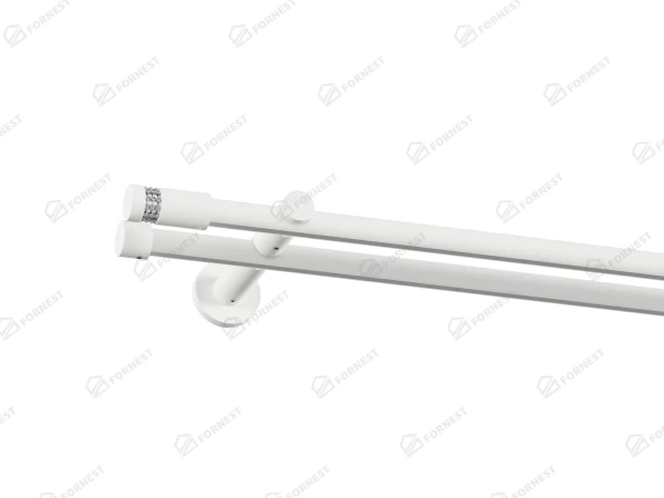 Garniža 19x19mm drážková tyč - 2rady - CYLINDER CRYSTAL - biela 1