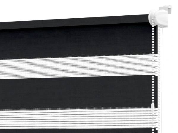 Roleta MINI+ deň a noc - látka Zakynthos 10 - čierna