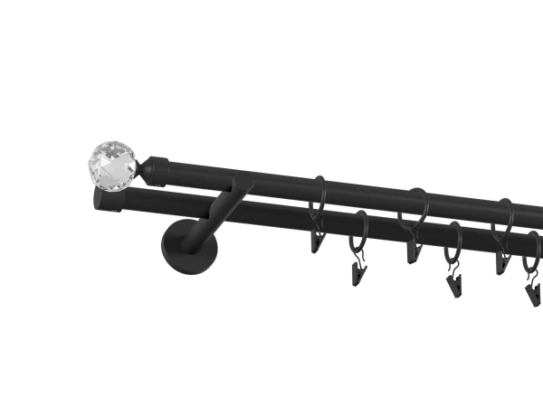 Garniža 19x19mm obyčajná tyč - 2rady - GUĽA CRYSTAL - čierna