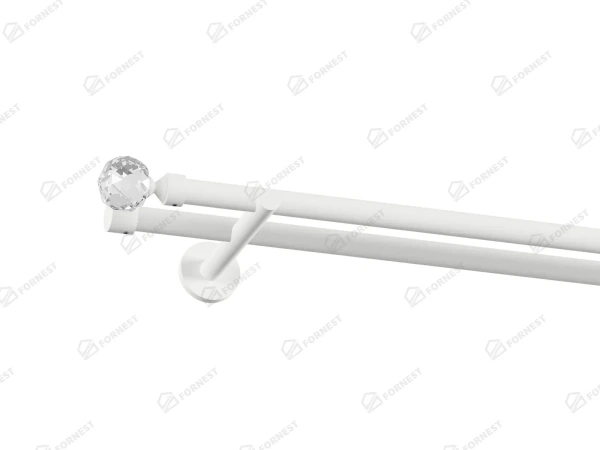 Garniža 19x19mm obyčajná tyč - 2rady - GUĽA CRYSTAL - biela 1