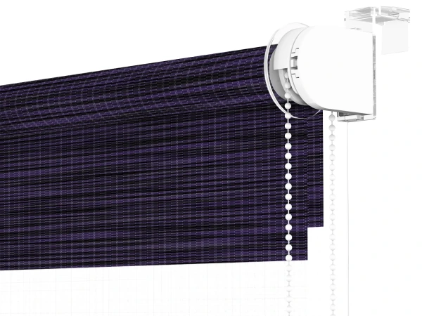 Roleta MINI - deň a noc - látka Maurícius 68 - tmavo fialová (čierny dekor) 3