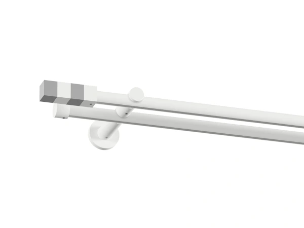 Garniža 19x19mm drážková tyč - 2rady - KVADRAT - biela 1