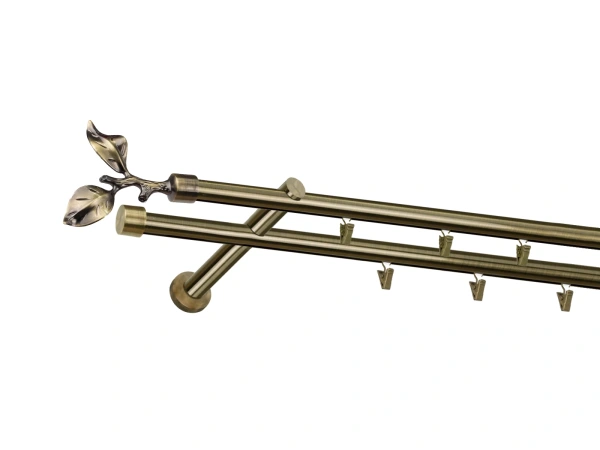 Garniža 19x19mm - drážková tyč - 2rady - LIST ROSE - antik