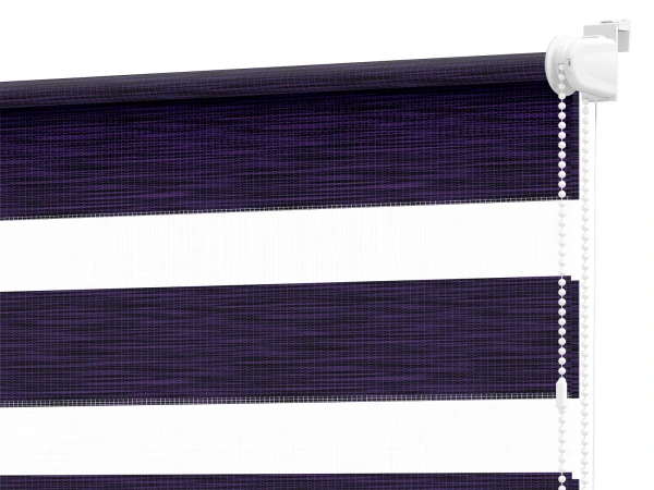 Roleta MINI+ deň a noc - látka Maurícius 68 - tmavo fialová (čierny dekor)