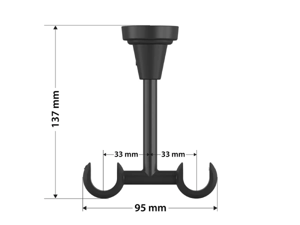 Garniža 19x19mm obyčajná tyč - 2rady - PULLO - čierna 5