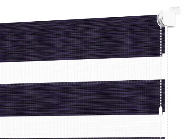 Roleta MINI - deň a noc - látka Maurícius 68 - tmavo fialová (čierny dekor)