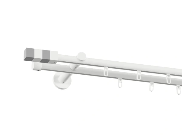 Garniža 19x19mm drážková tyč - 2rady - KVADRAT - biela