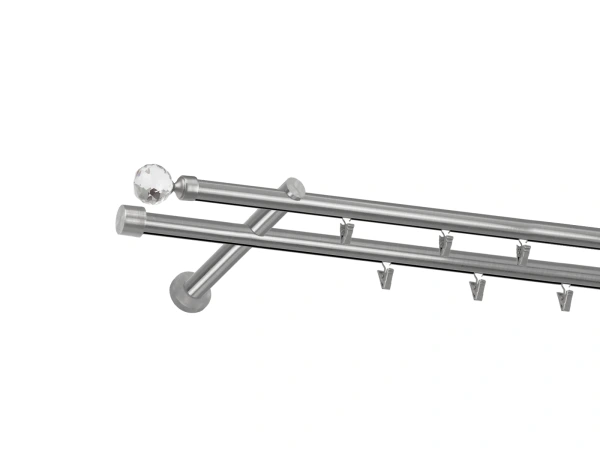 Garniža 19x19mm - drážková tyč - 2rady - GUĽA CRYSTAL - satin