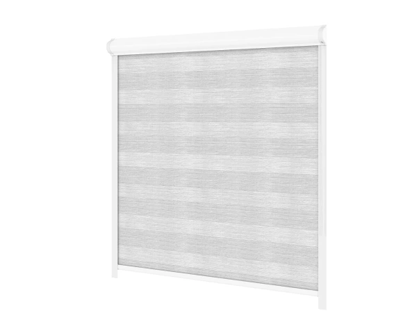 Roleta SWING PREMIUM - deň a noc - látka Maurícius 67 - sivo biela 2