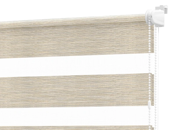 Roleta MINI+ deň a noc - látka Maurícius 69 - béžová (čierny dekor)