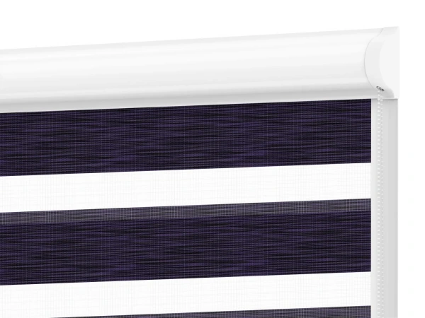 Roleta SWING PREMIUM - deň a noc - látka Maurícius 68 - tmavo fialová (čierny dekor)