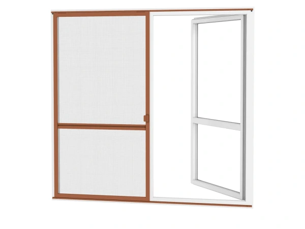 Siete proti hmyzu na DVERE - posuvné - HNEDÁ - RAL 8003 - s priečkou 2