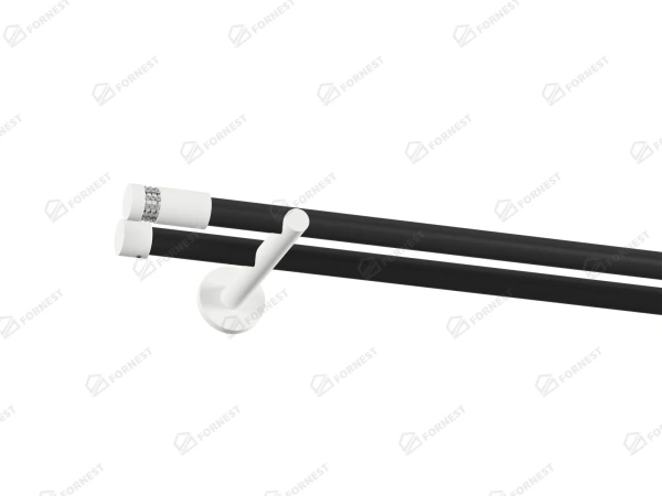 Garniža 19x19mm obyčajná tyč - 2rady - CYLINDER CRYSTAL - čierno biela 1