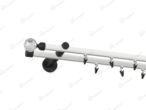 Garniža 19x19mm drážková tyč - 2rady - GUĽA CRYSTAL - bielo čierna 2