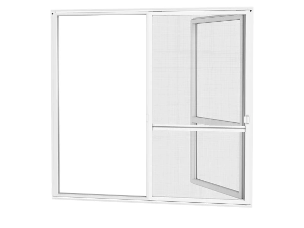 Siete proti hmyzu na DVERE - posuvné - BIELA - RAL 9016 - s priečkou 1