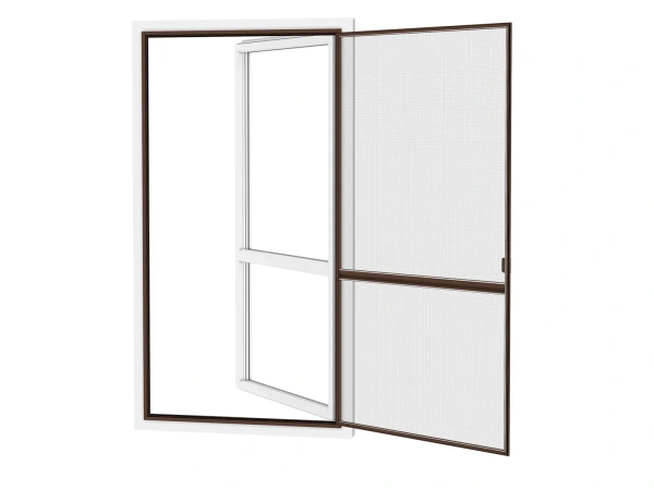 Siete proti hmyzu na DVERE - pántové v ráme SMART - TMAVOHNEDÁ - RAL 8019 - s priečkou 2