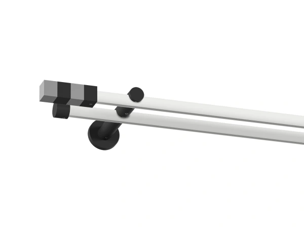 Garniža 19x19mm drážková tyč - 2rady - KVADRAT - bielo čierna 1