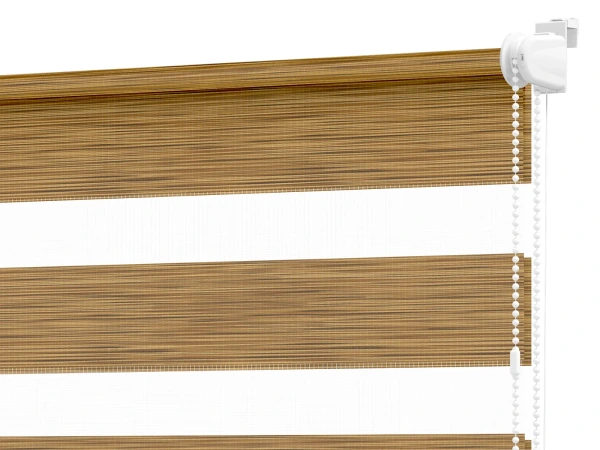 Roleta MINI+ deň a noc - látka Maurícius 61 - žlto hnedá (dub svetlý)