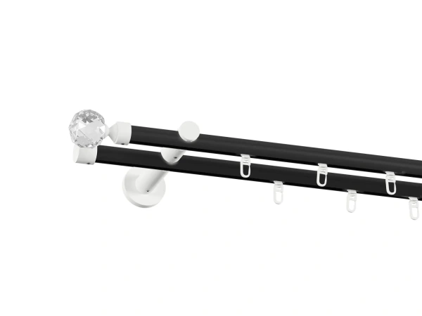 Garniža 19x19mm drážková tyč - 2rady - GUĽA CRYSTAL - čierno biela