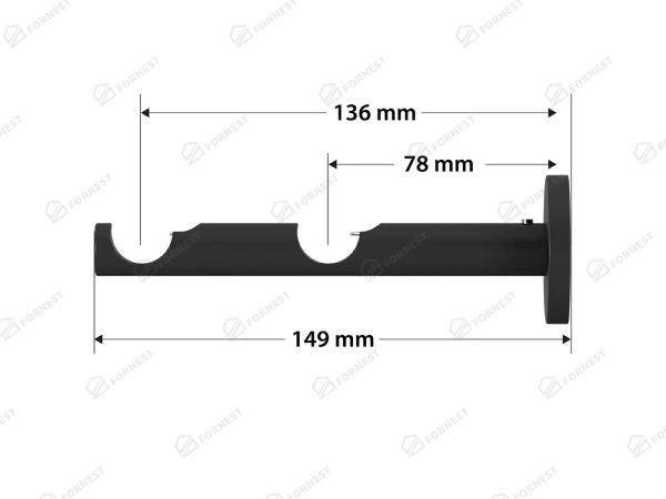 Garniža 19x19mm obyčajná tyč - 2rady - VALEC - čierna 3