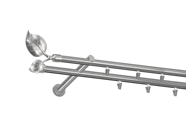 Garniža 19x19mm - drážková tyč - 2rady - LIST VEĽKÝ - satin