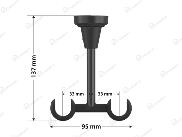 Garniža 19x19mm obyčajná tyč - 2rady - VALEC - čierna 5
