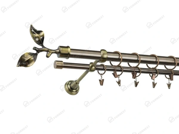 Garniža 25x16mm - 2rady - LIST ROSE - antik