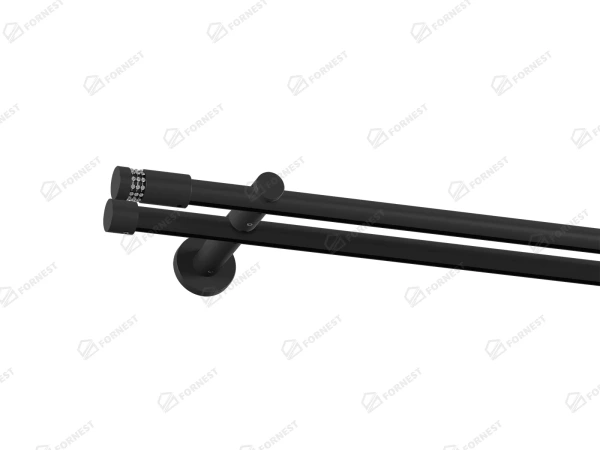 Garniža 19x19mm drážková tyč - 2rady - CYLINDER CRYSTAL - čierna 1