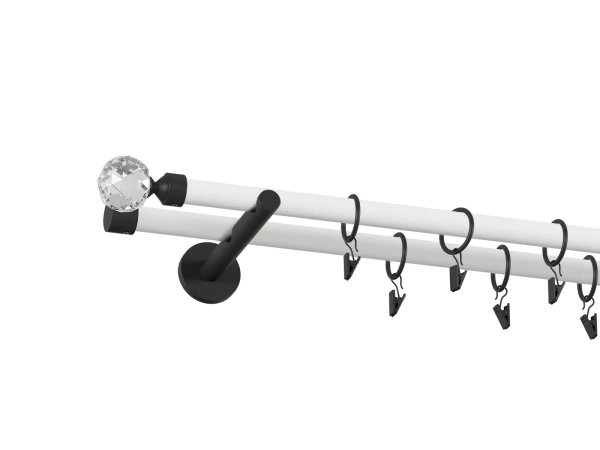 Garniža 19x19mm obyčajná tyč - 2rady - GUĽA CRYSTAL - bielo čierna