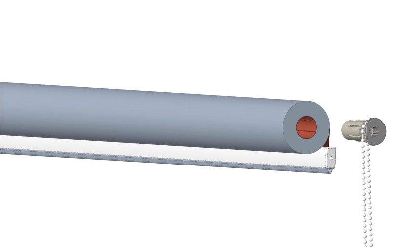 vysunutie mechanizmov ovladania z hriadeľa rolety