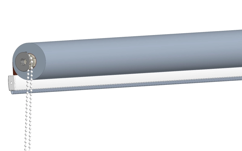 nasadeny mechanizmus s retiazkou na novej strane nosnika po presunuti ovladania rolety